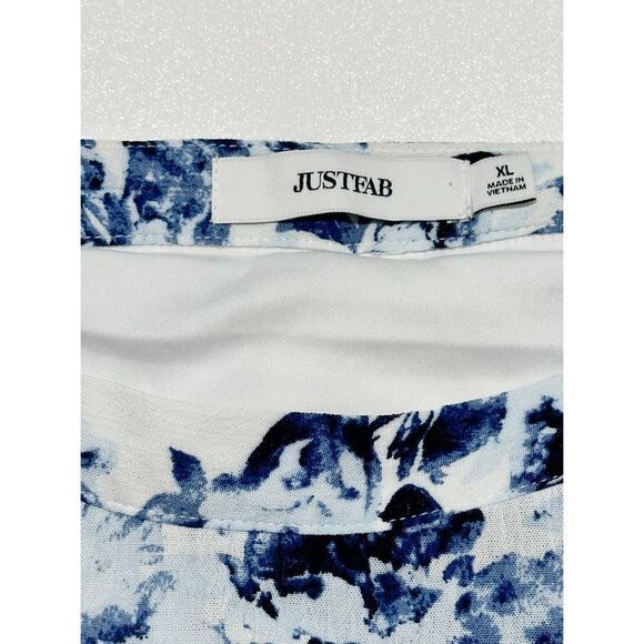 JustFab Women's‎ Floral Faux Wrap Top & Asymmetrical Ruffle Skirt Set Blue XL - Picture 14 of 16